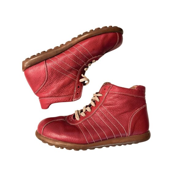 Beta Red Leather High-Top Sneakers Size 40 US Women's 9 Casual Comfort Shoes - Picture 9 of 9